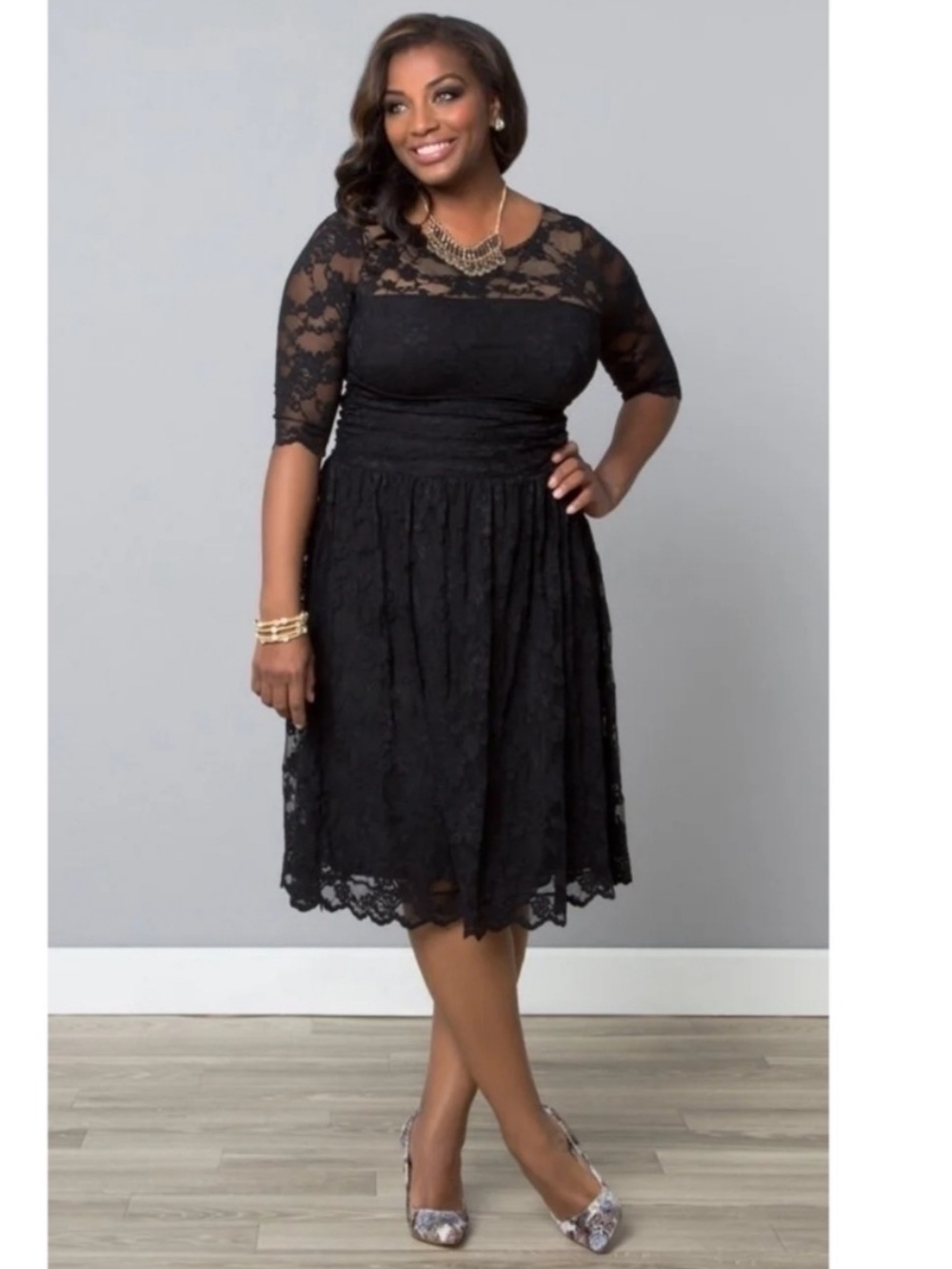 Kiyonna Luna Black Lace Dress size 3X women’s plus size 22-24